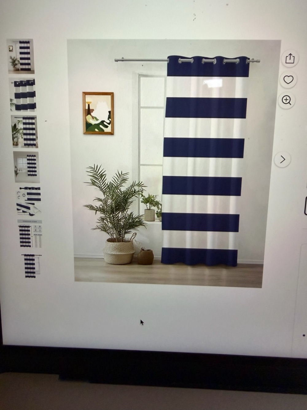 4 blackout panels! Navy and White Striped Grommet Curtains